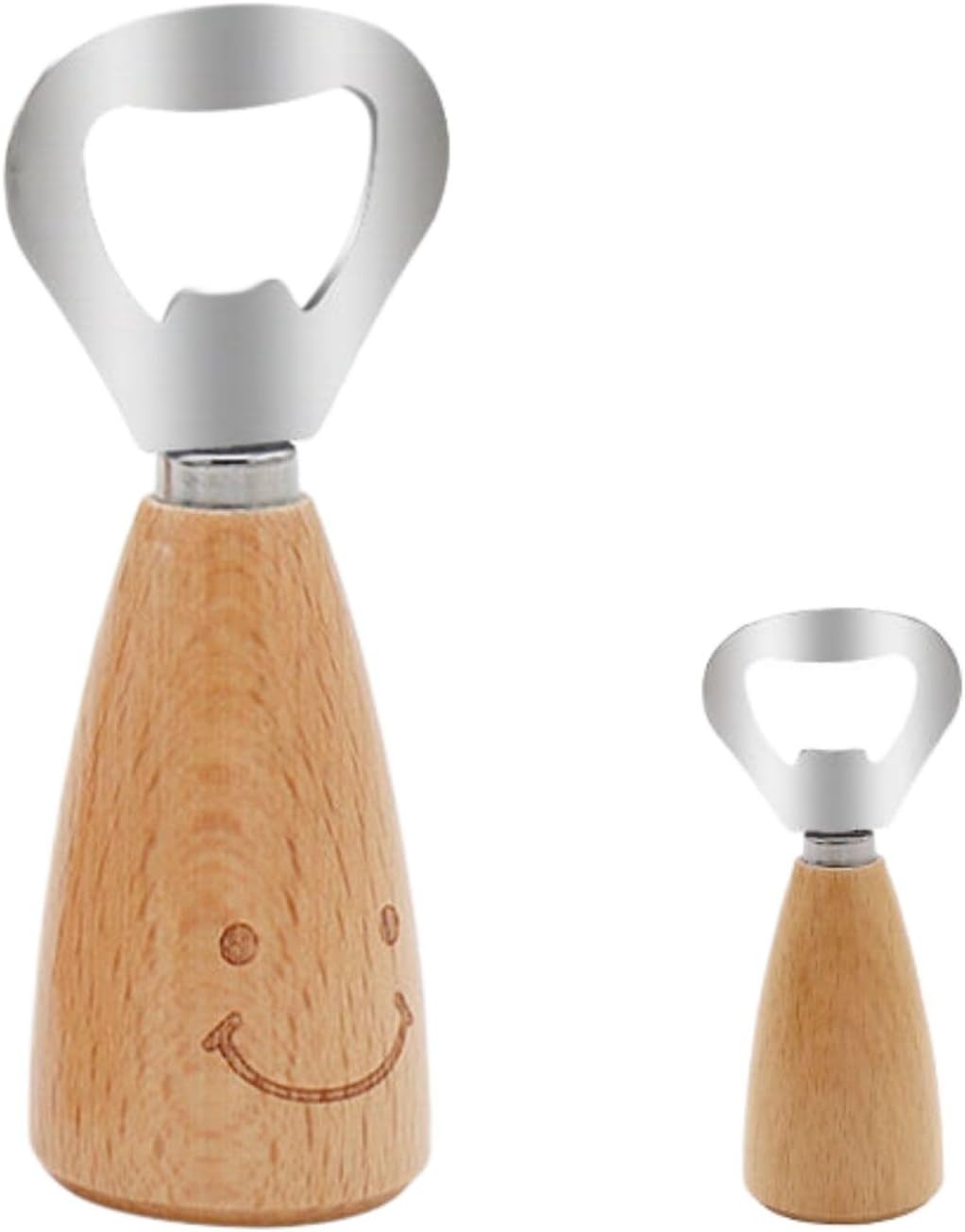 木柄笑脸不锈钢啤酒开瓶器省力启瓶器榉木复古瓶盖起子餐具 KCookware Accessories - 680